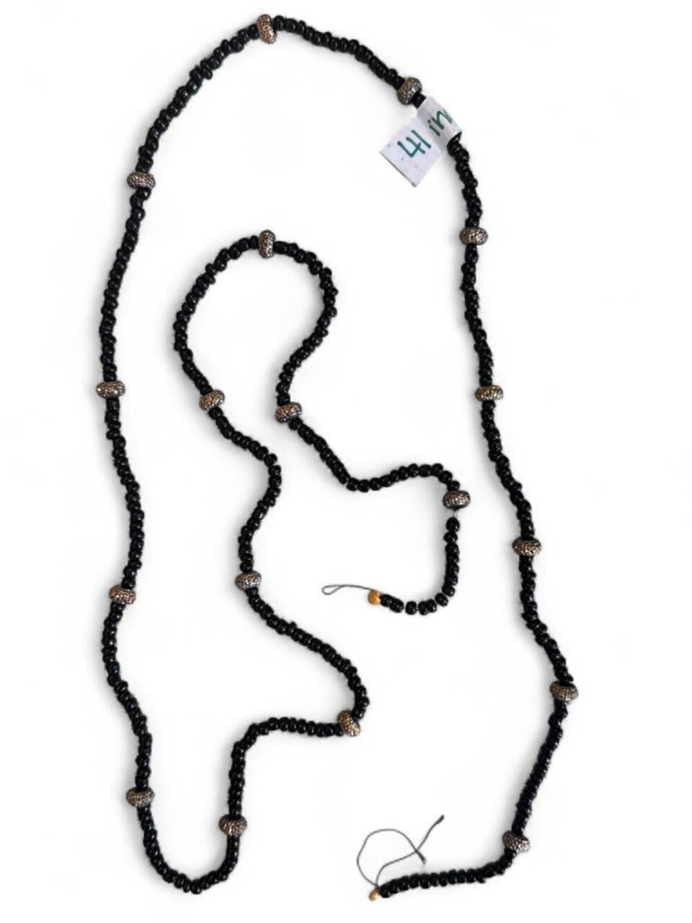 Hand beaded waist bead with small round diamond beads outlined in gold